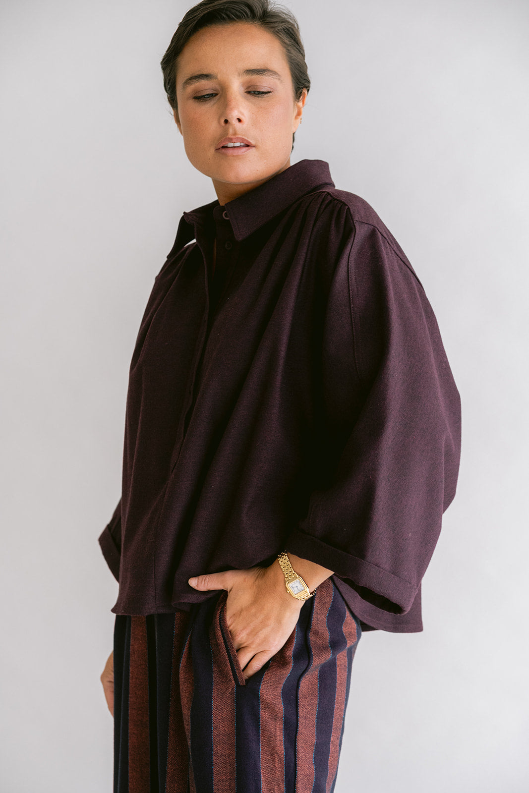 New Maya Blouse Solid Bordeaux
