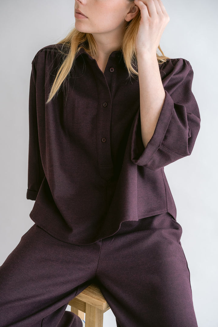 New Maya Blouse Solid Bordeaux