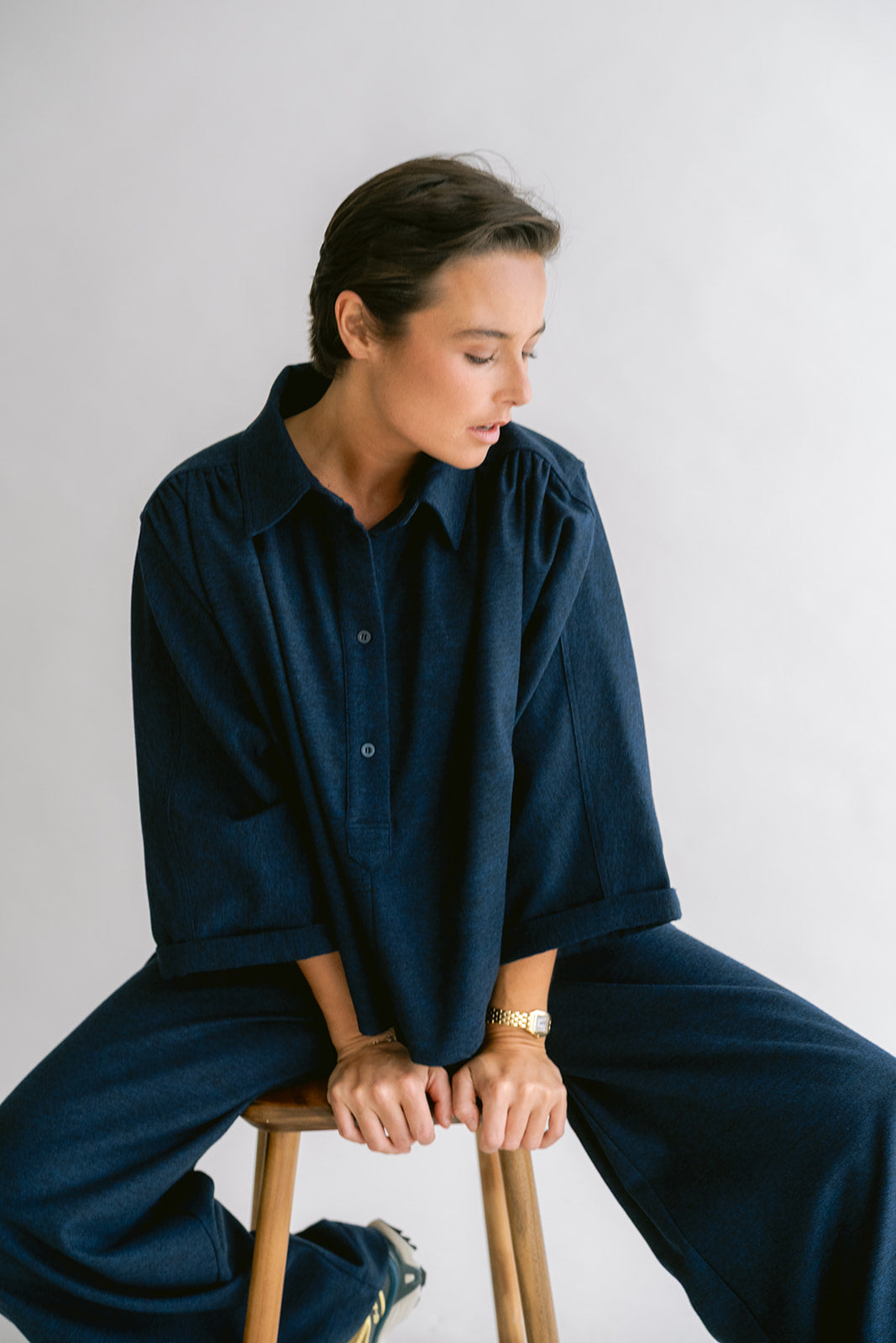 New Maya Blouse Solid Navy