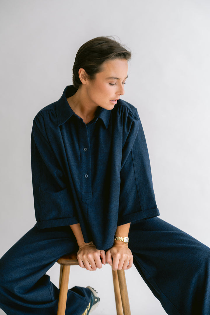 New Maya Blouse Solid Navy