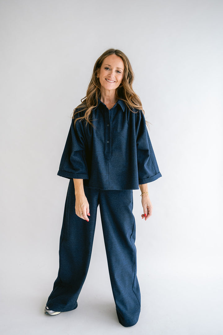 New Maya Blouse Solid Navy