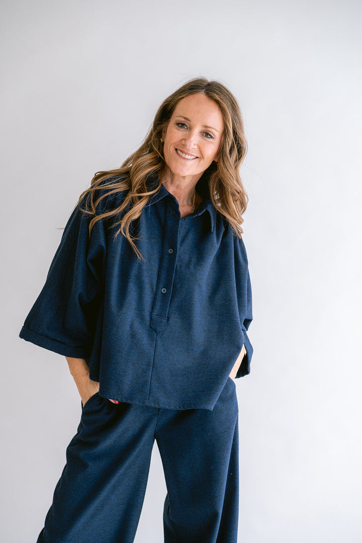 New Maya Blouse Solid Navy
