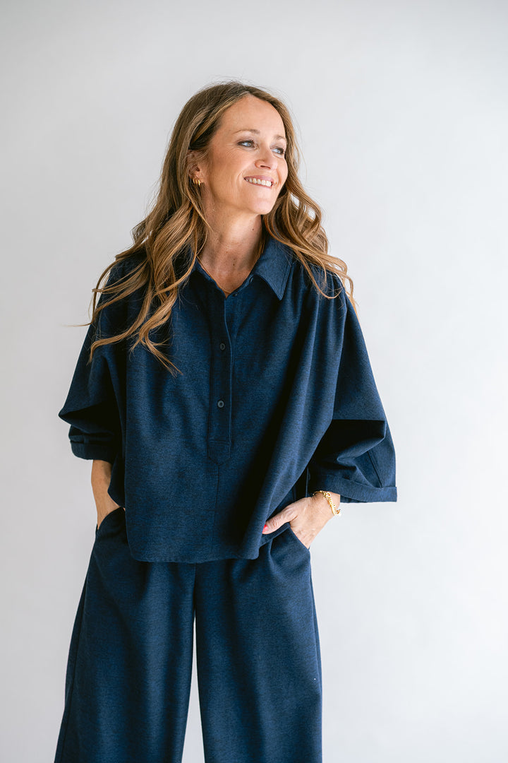 New Maya Blouse Solid Navy