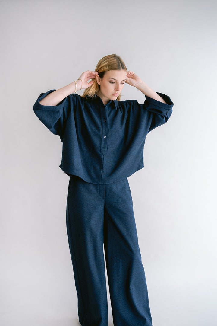 New Maya Blouse Solid Navy