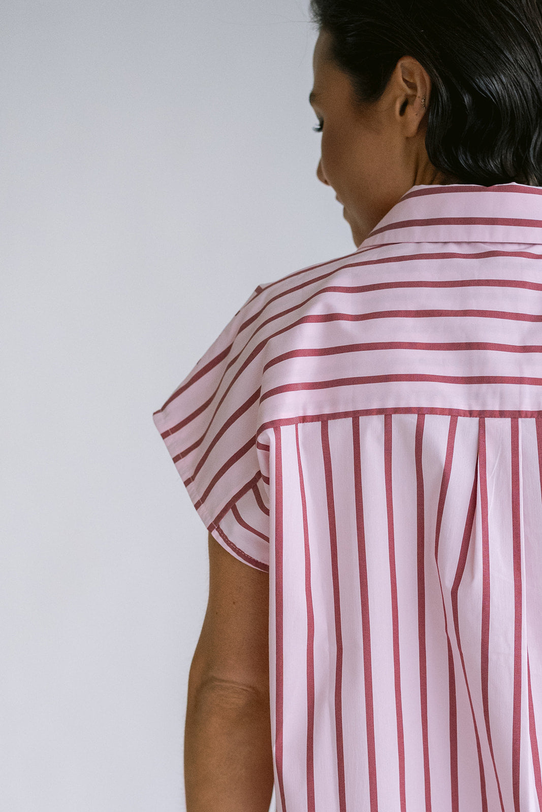 Pippa Blouse Pink Bordeaux Stripe