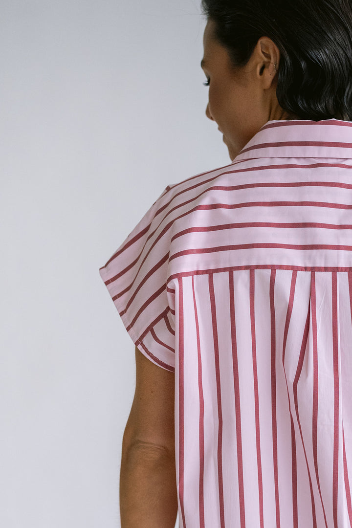 Pippa Blouse Pink Bordeaux Stripe
