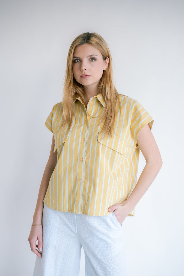 Pippa Blouse Yellow Blue Stripe