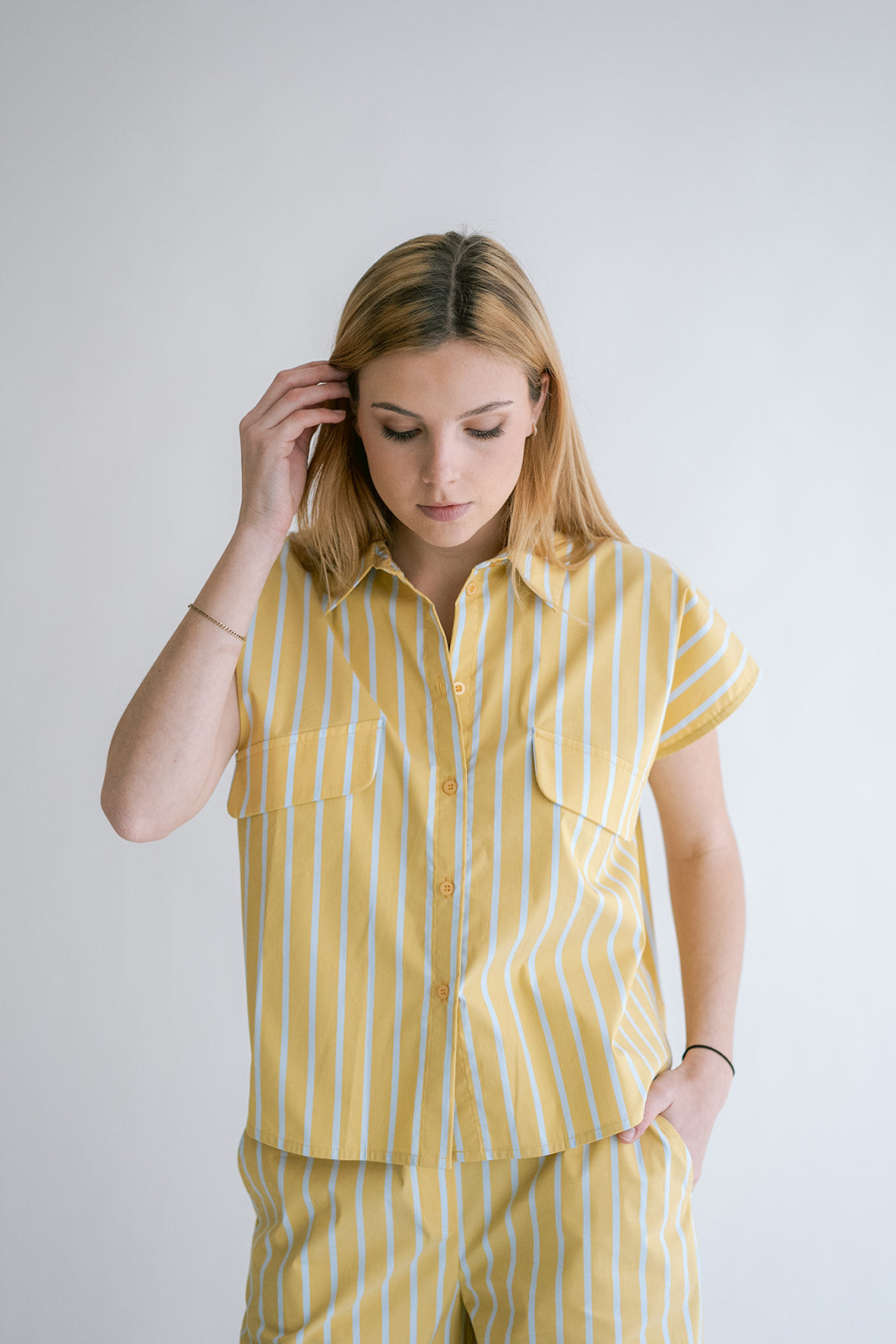 Pippa Blouse Yellow Blue Stripe