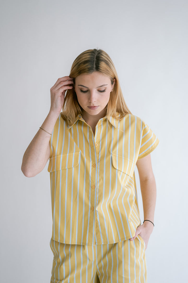 Pippa Blouse Yellow Blue Stripe