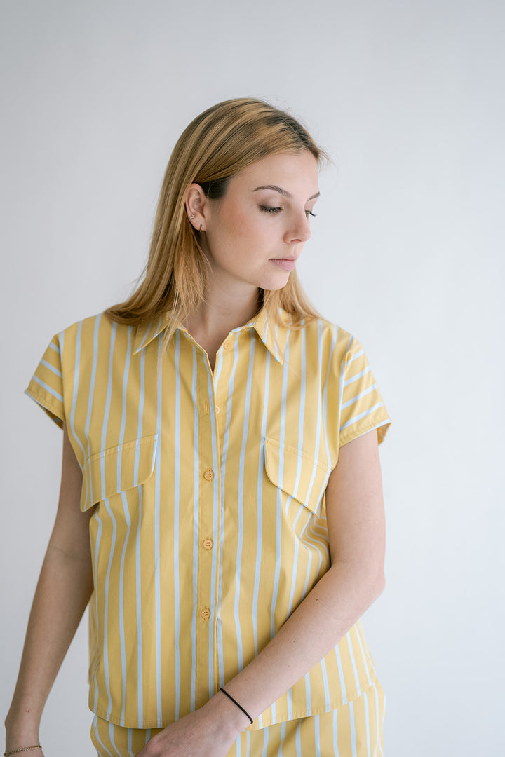 Pippa Blouse Yellow Blue Stripe