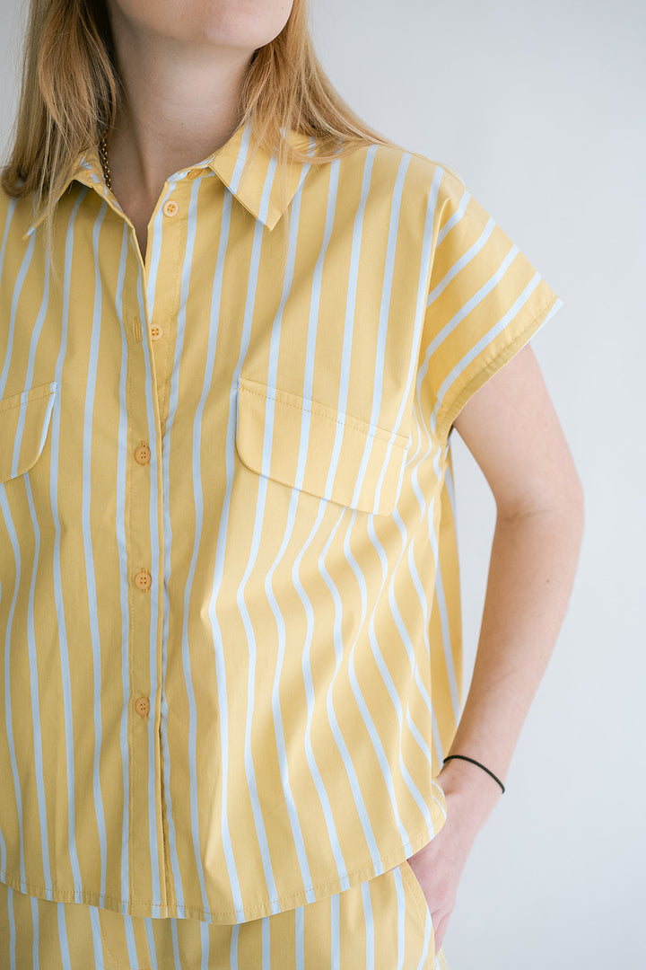 Pippa Blouse Yellow Blue Stripe