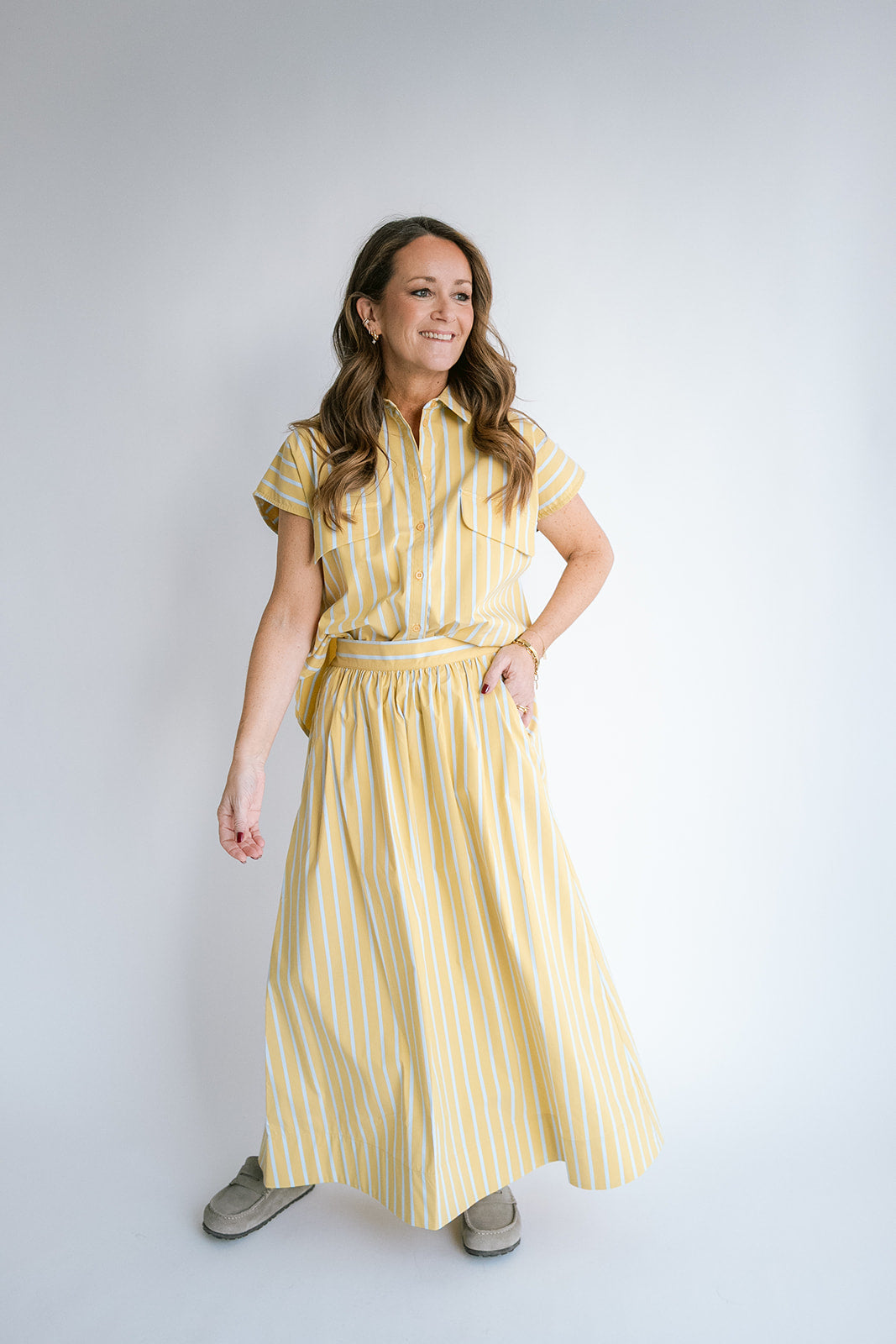 Pippa Blouse Yellow Blue Stripe