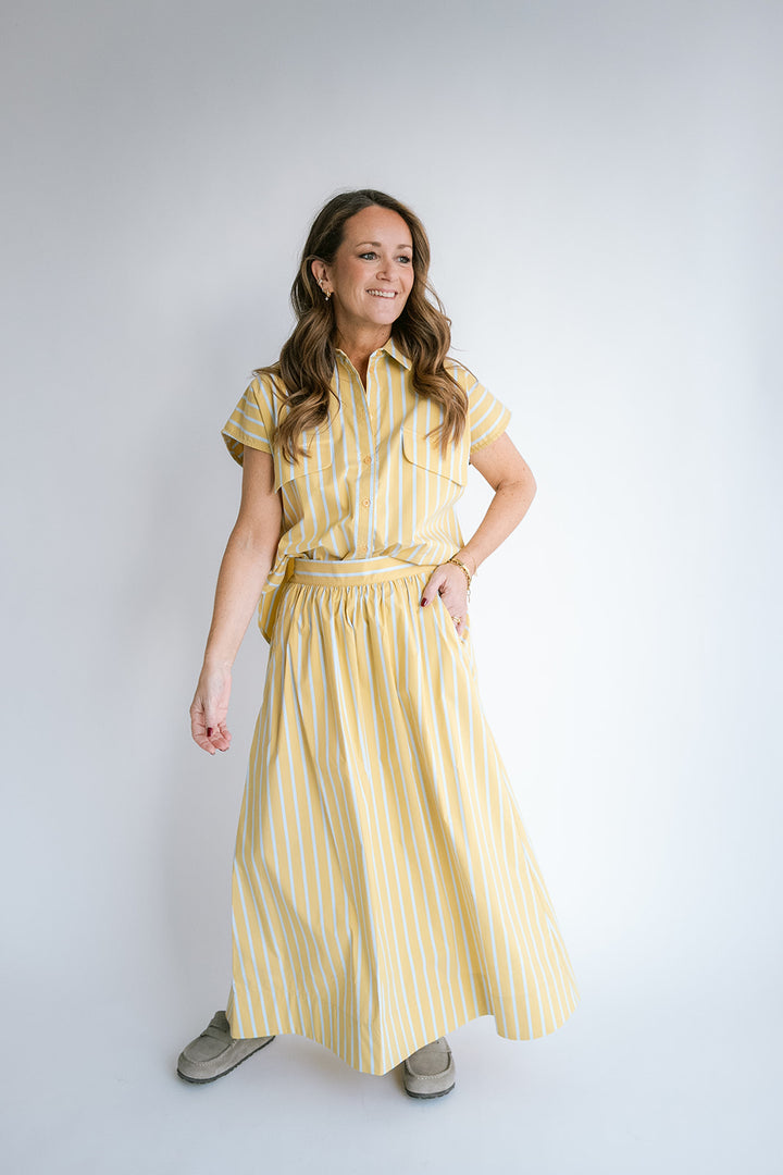 Pippa Blouse Yellow Blue Stripe