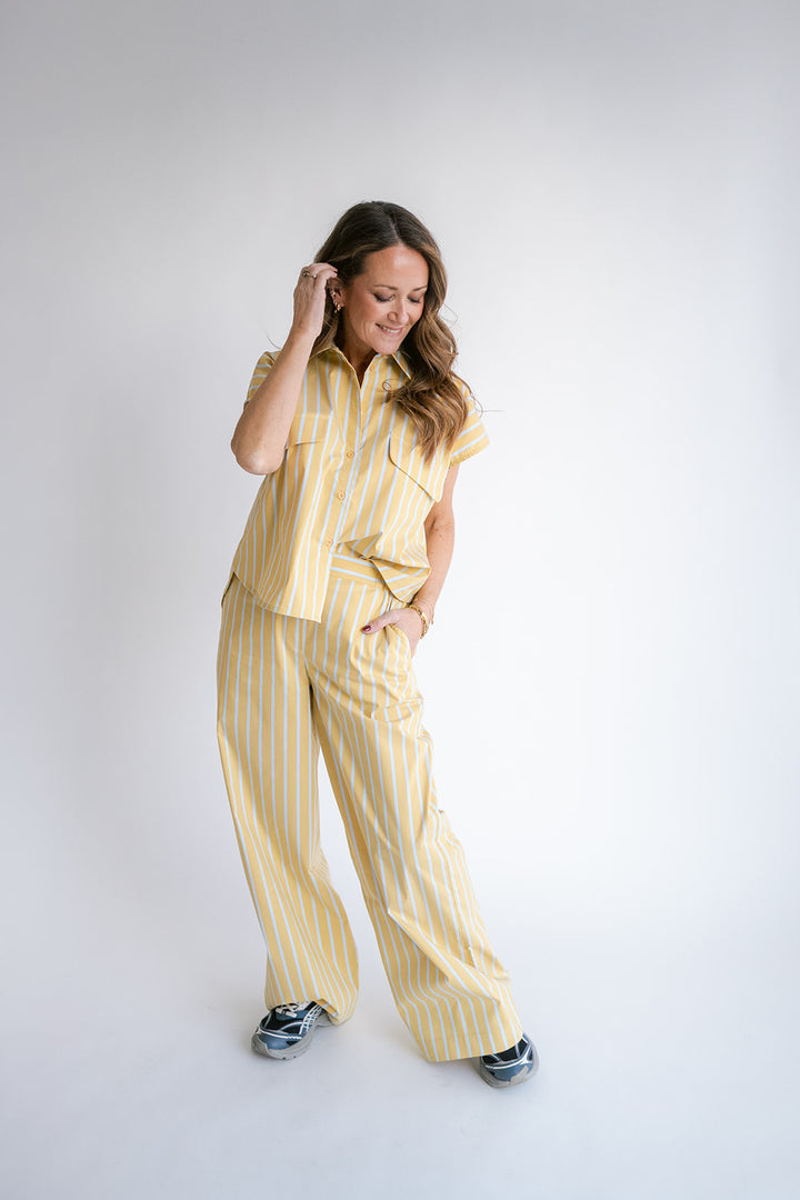 Pippa Blouse Yellow Blue Stripe