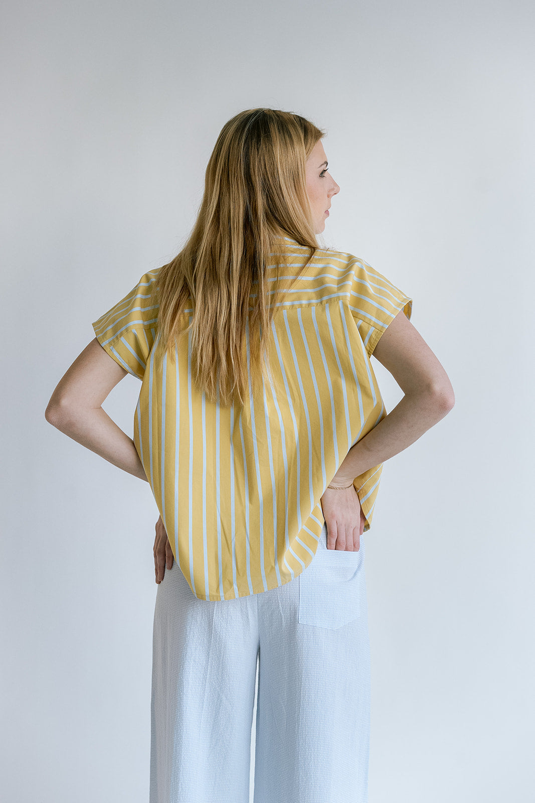 Pippa Blouse Yellow Blue Stripe