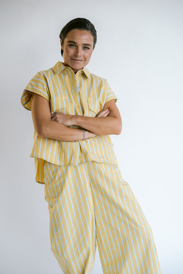 Pippa Blouse Yellow Blue Stripe