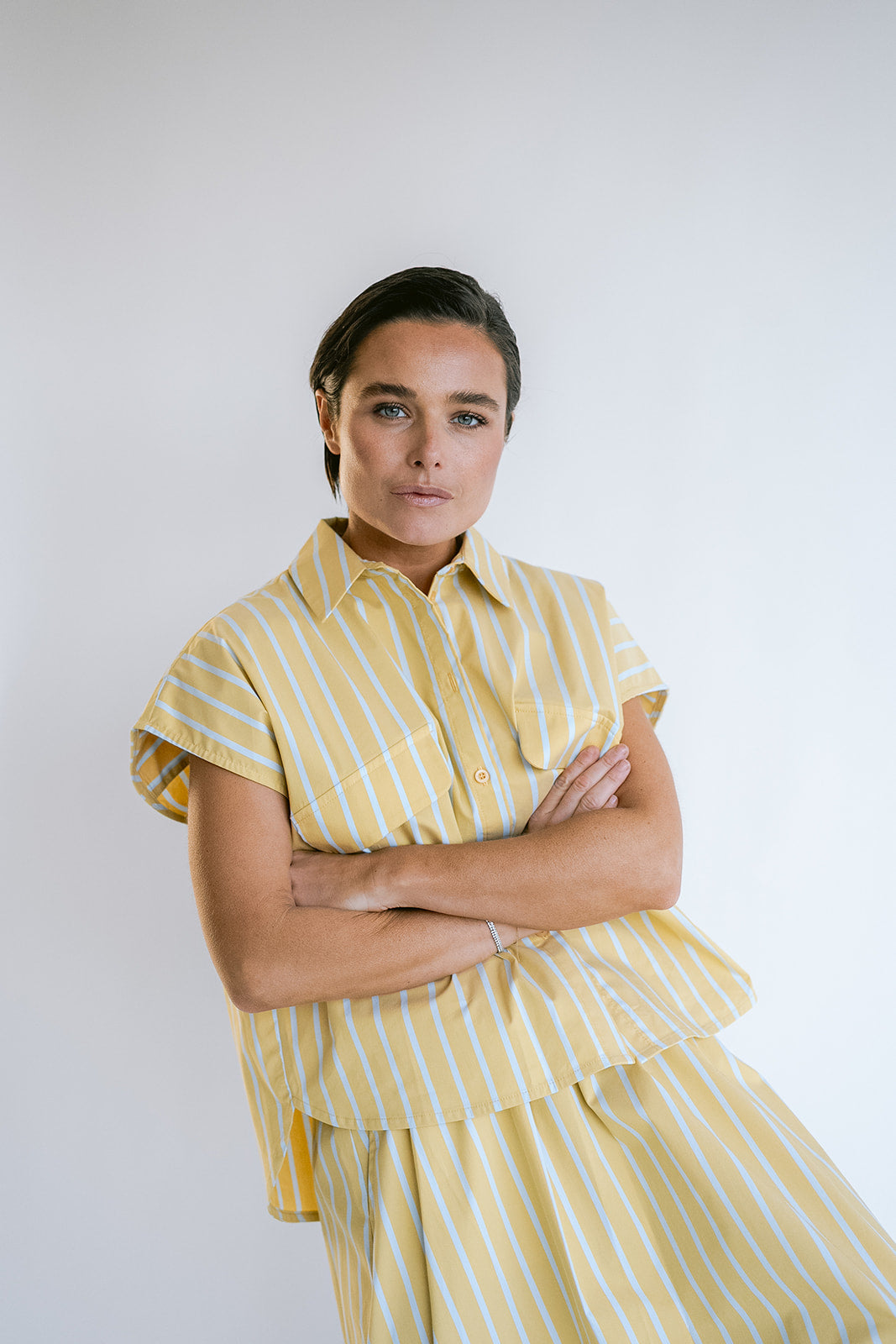 Pippa Blouse Yellow Blue Stripe