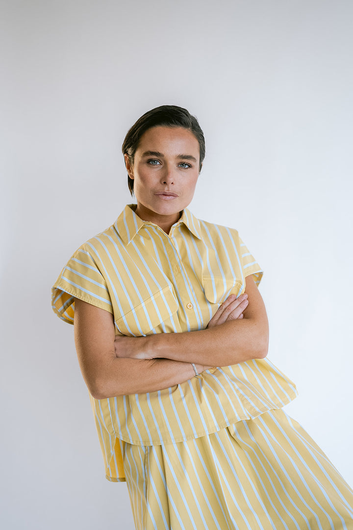 Pippa Blouse Yellow Blue Stripe