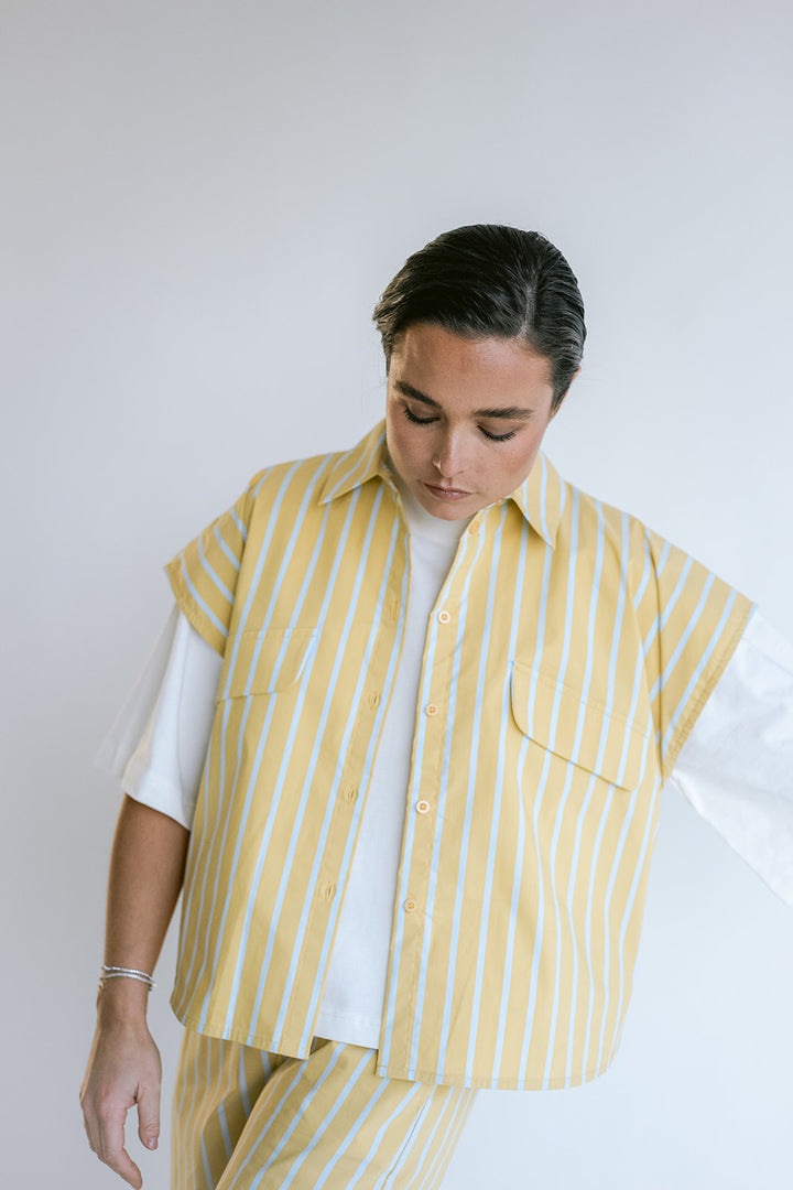 Pippa Blouse Yellow Blue Stripe