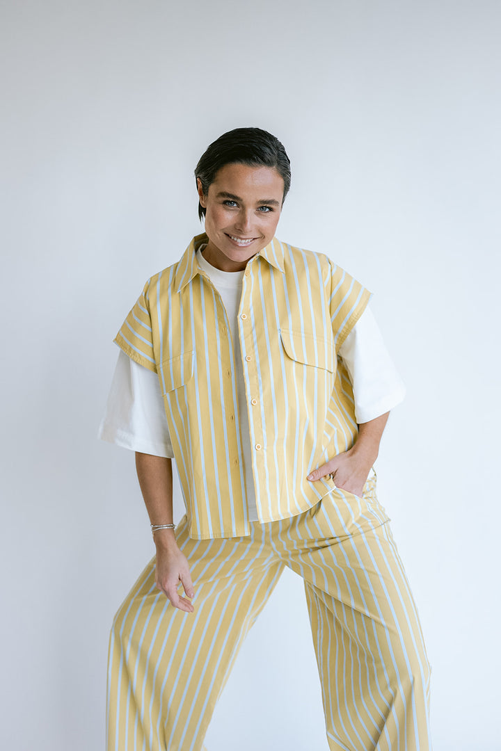 Pippa Blouse Yellow Blue Stripe