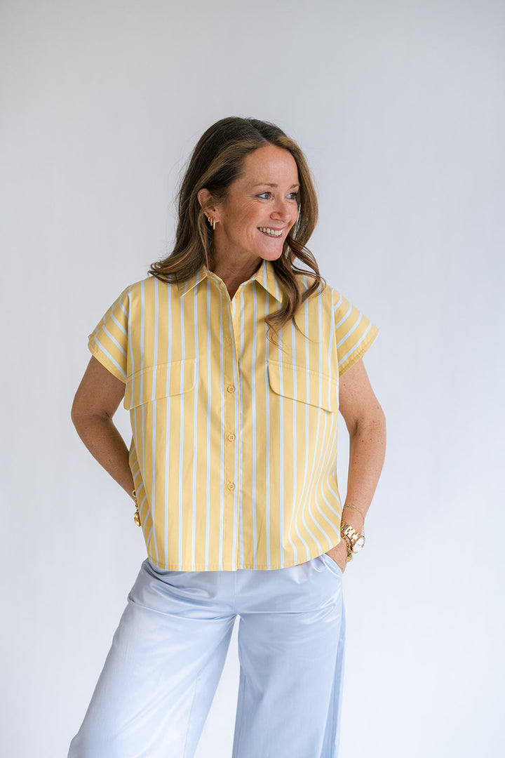 Pippa Blouse Yellow Blue Stripe