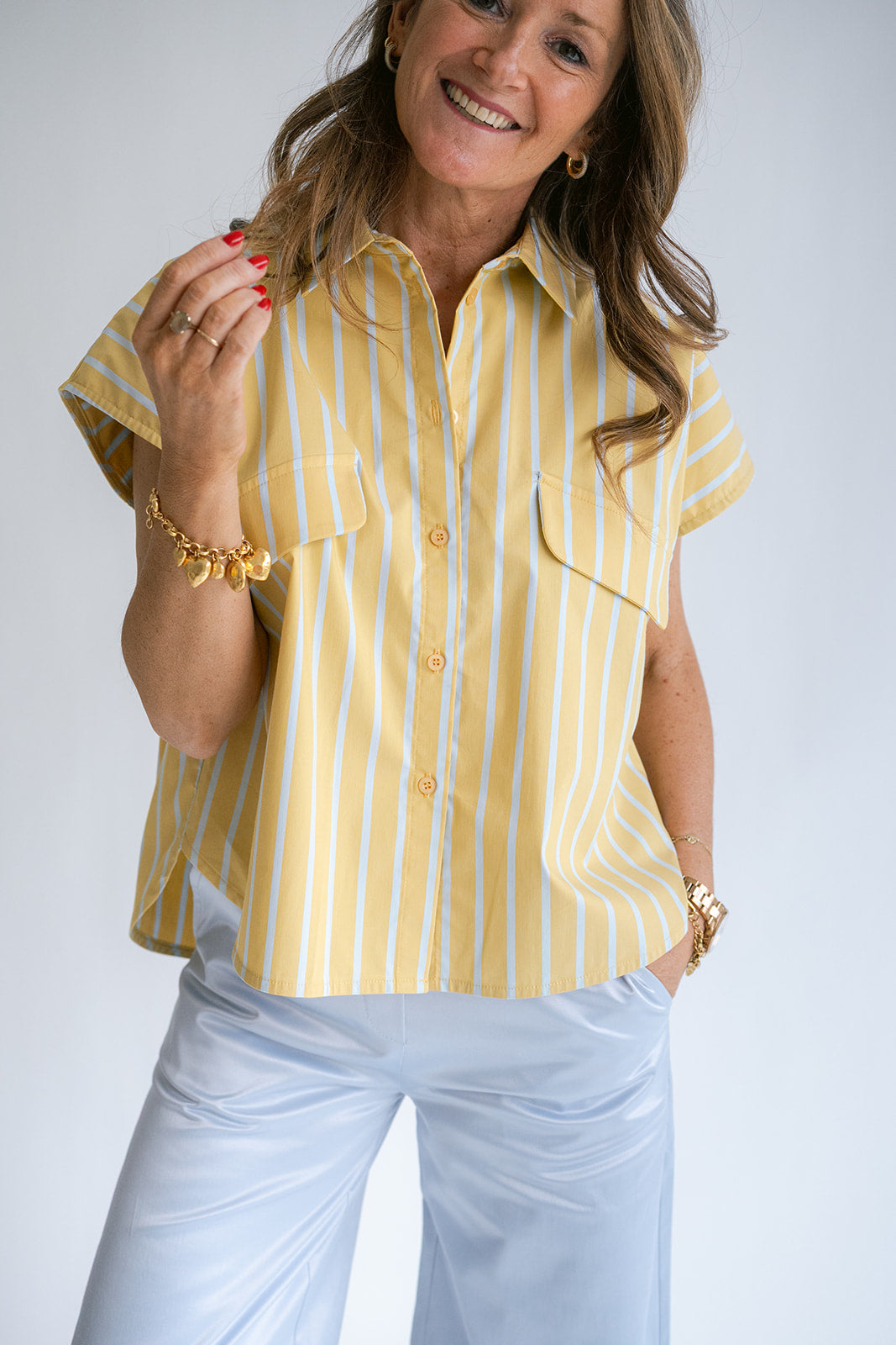 Pippa Blouse Yellow Blue Stripe