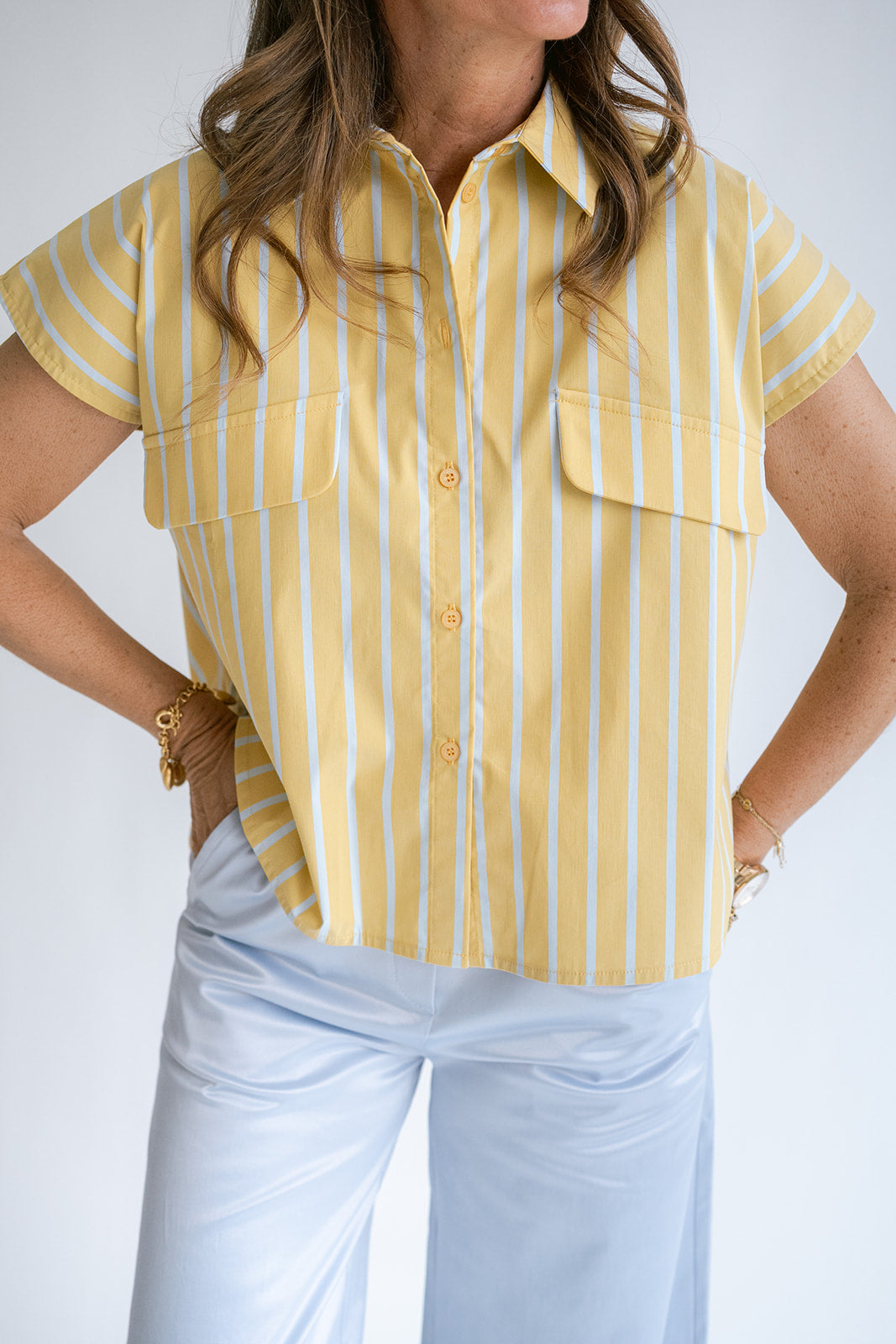 Pippa Blouse Yellow Blue Stripe