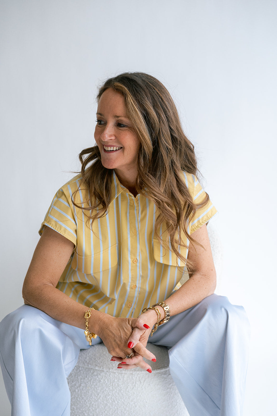Pippa Blouse Yellow Blue Stripe