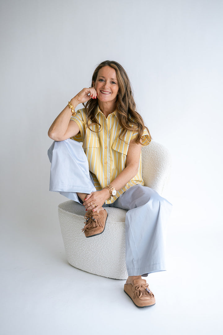 Pippa Blouse Yellow Blue Stripe