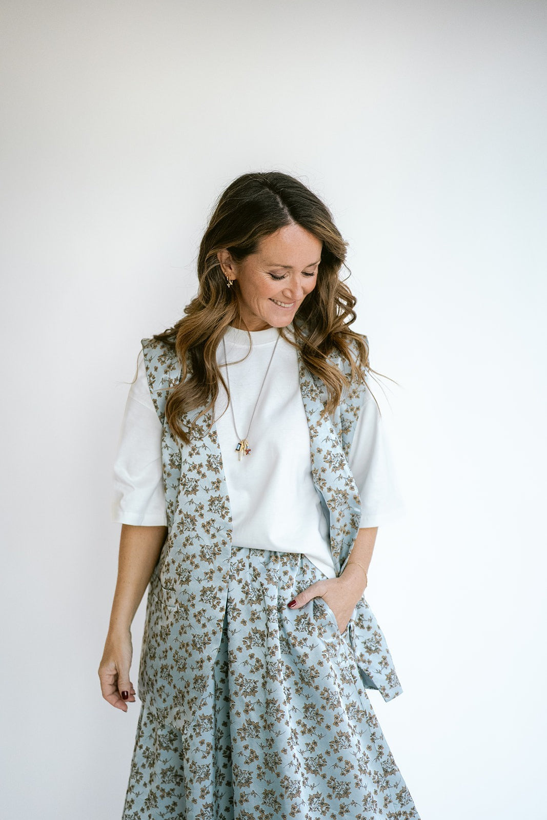 Puck Gilet Ice Blue Flower