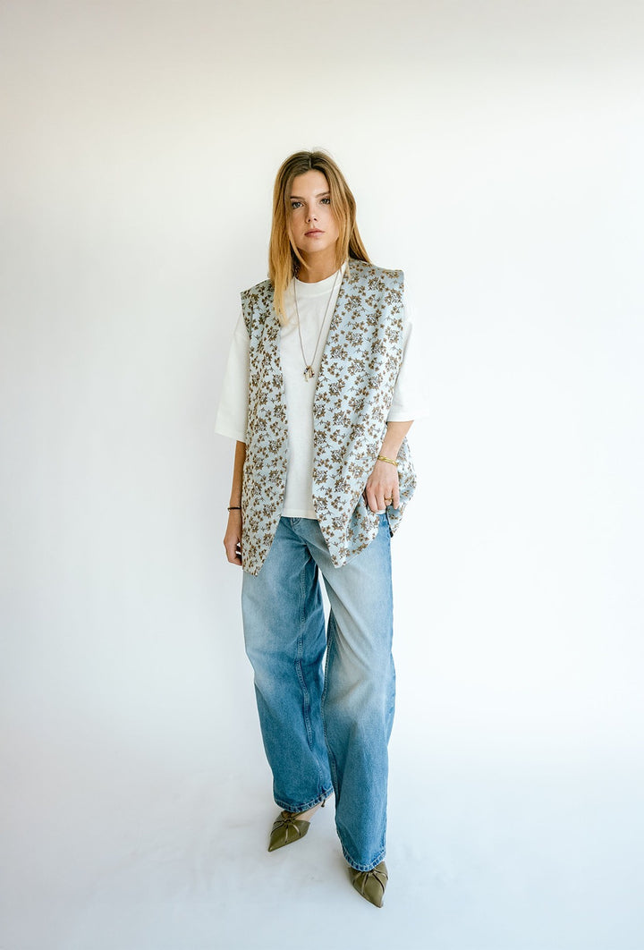 Puck Gilet Ice Blue Flower