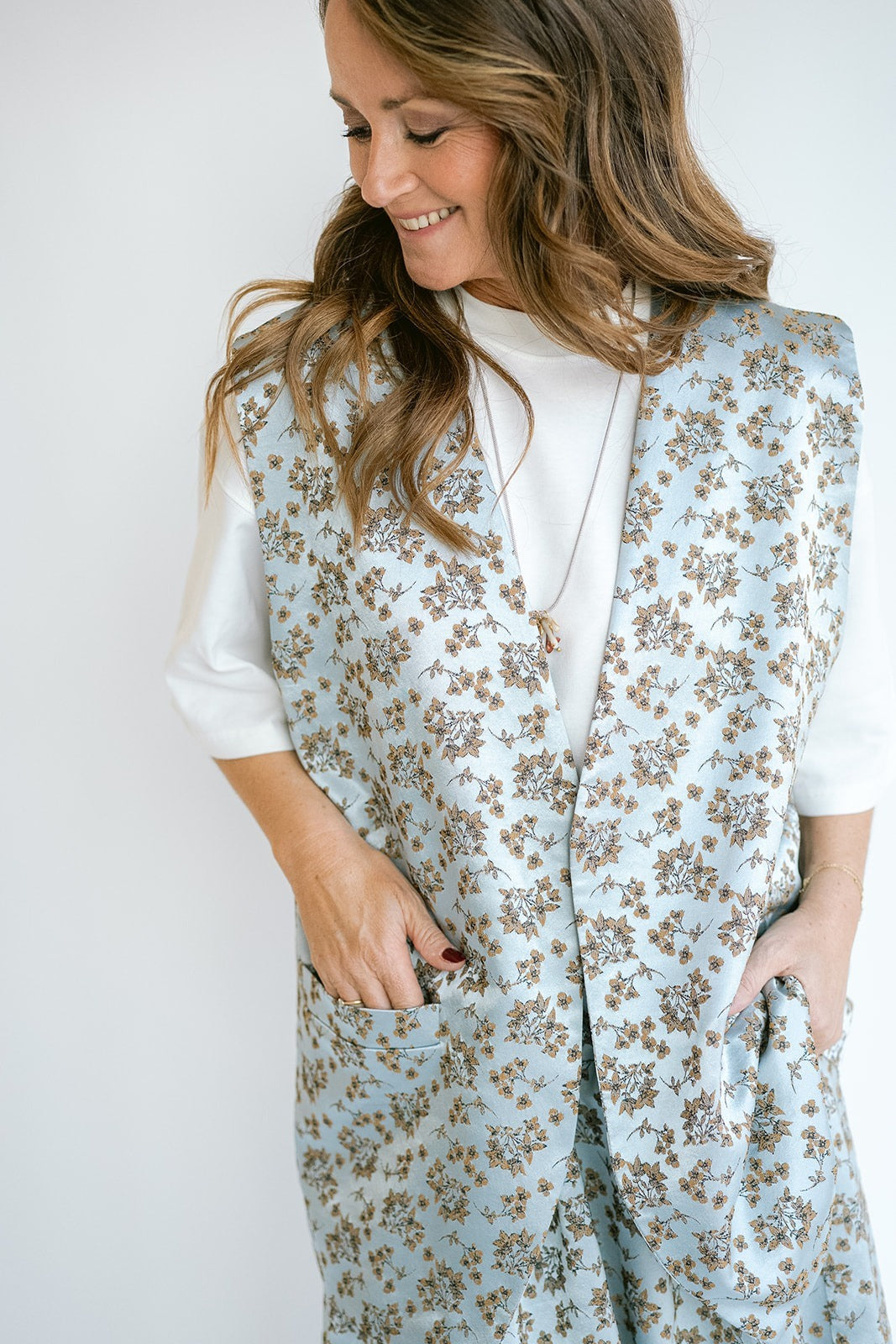 Puck Gilet Ice Blue Flower