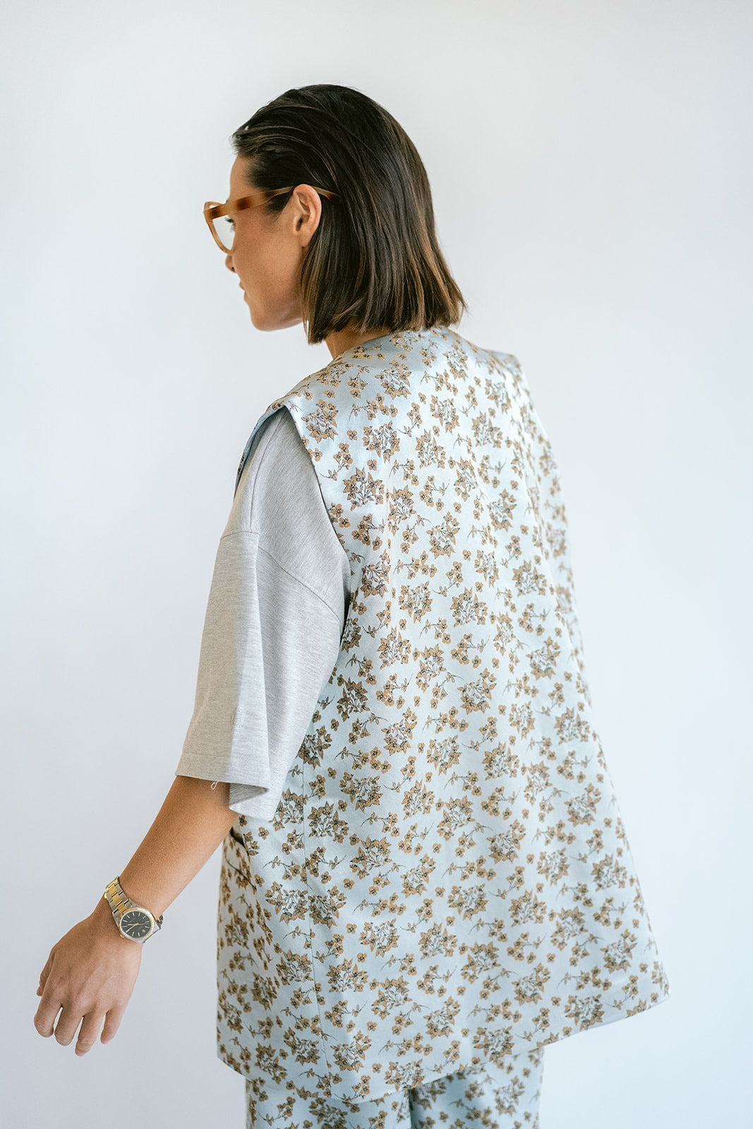 Puck Gilet Ice Blue Flower