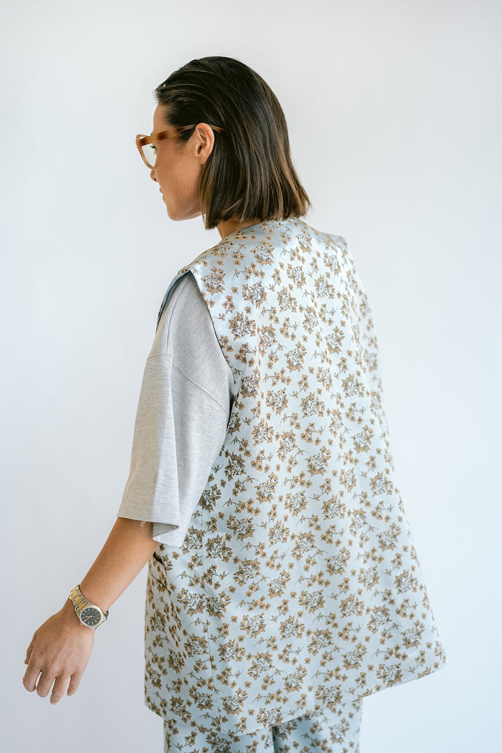 Puck Gilet Ice Blue Flower