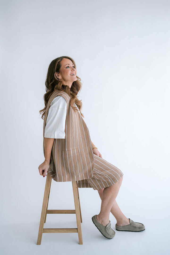 Puck Gilet Taupe Stripe