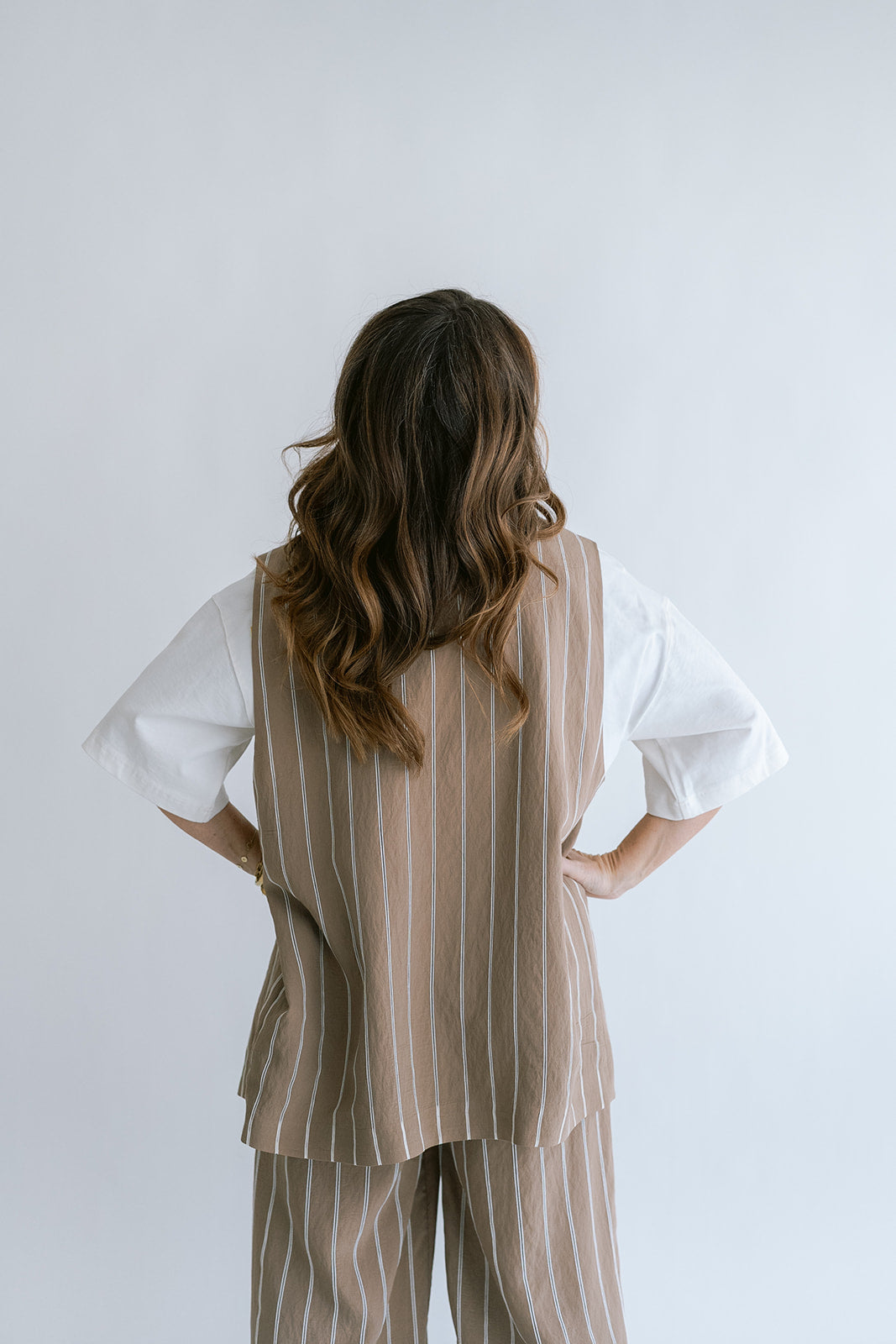 Puck Gilet Taupe Stripe
