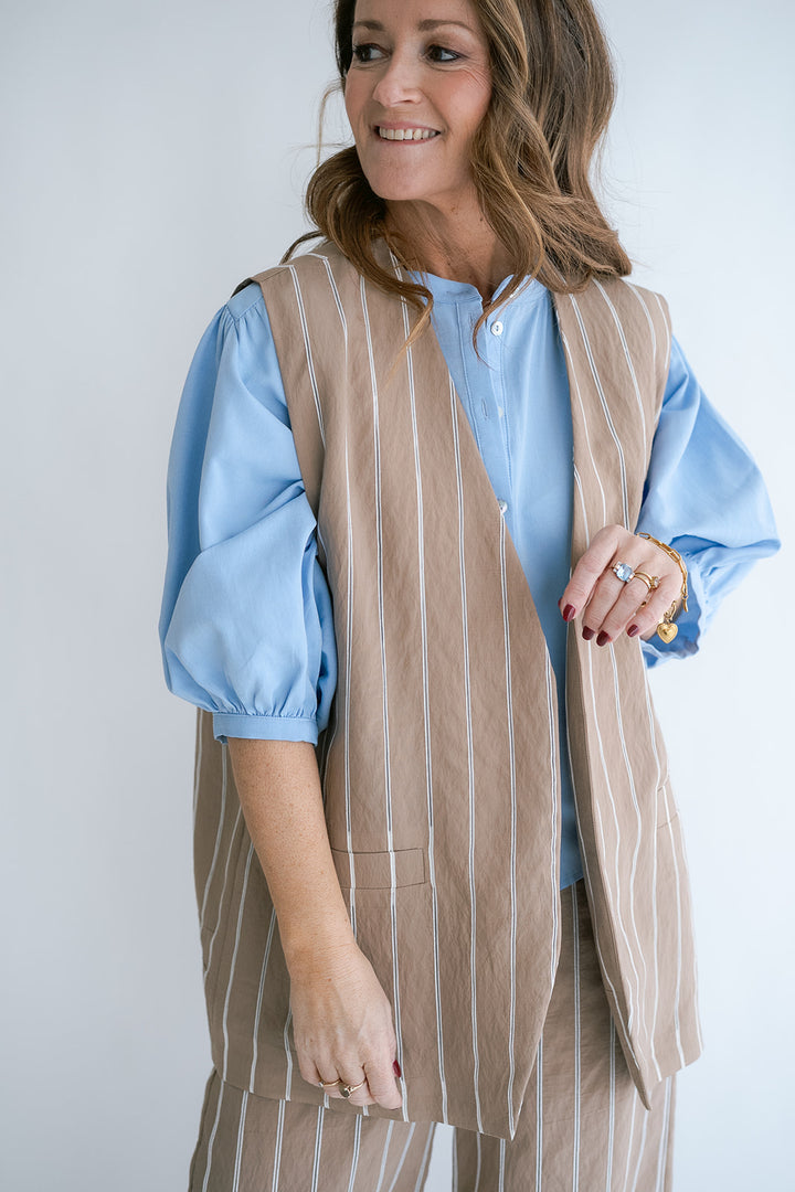 Puck Gilet Taupe Stripe