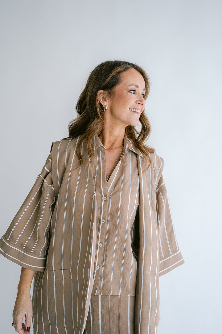 Puck Gilet Taupe Stripe