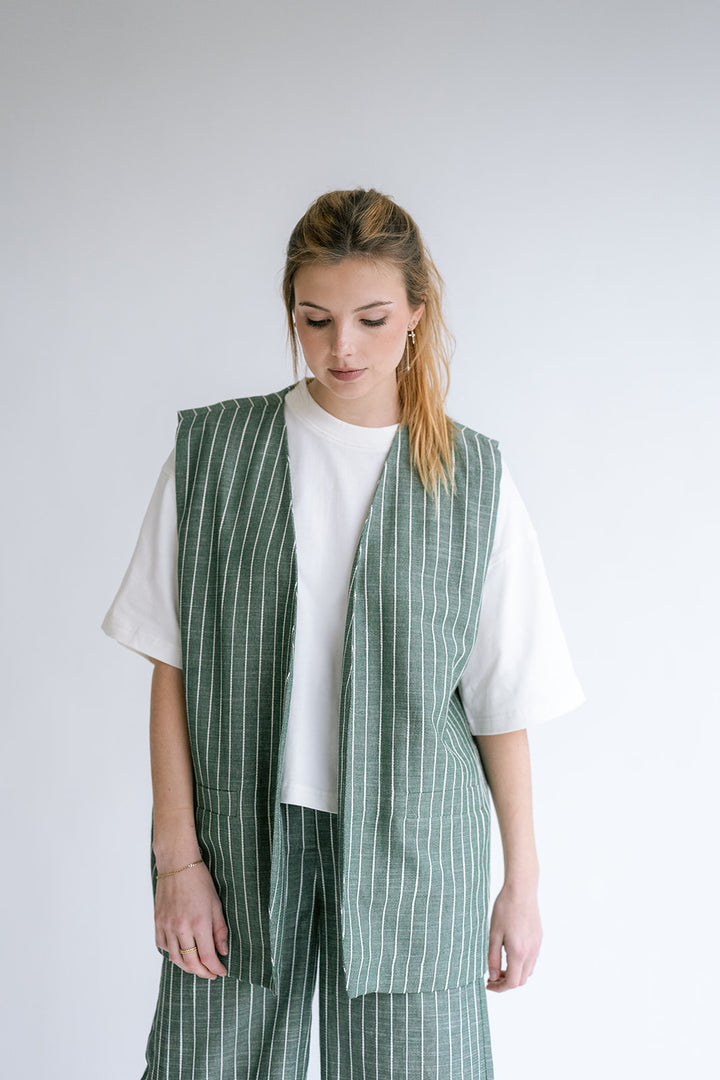 Puck Gilet Verde Stripe