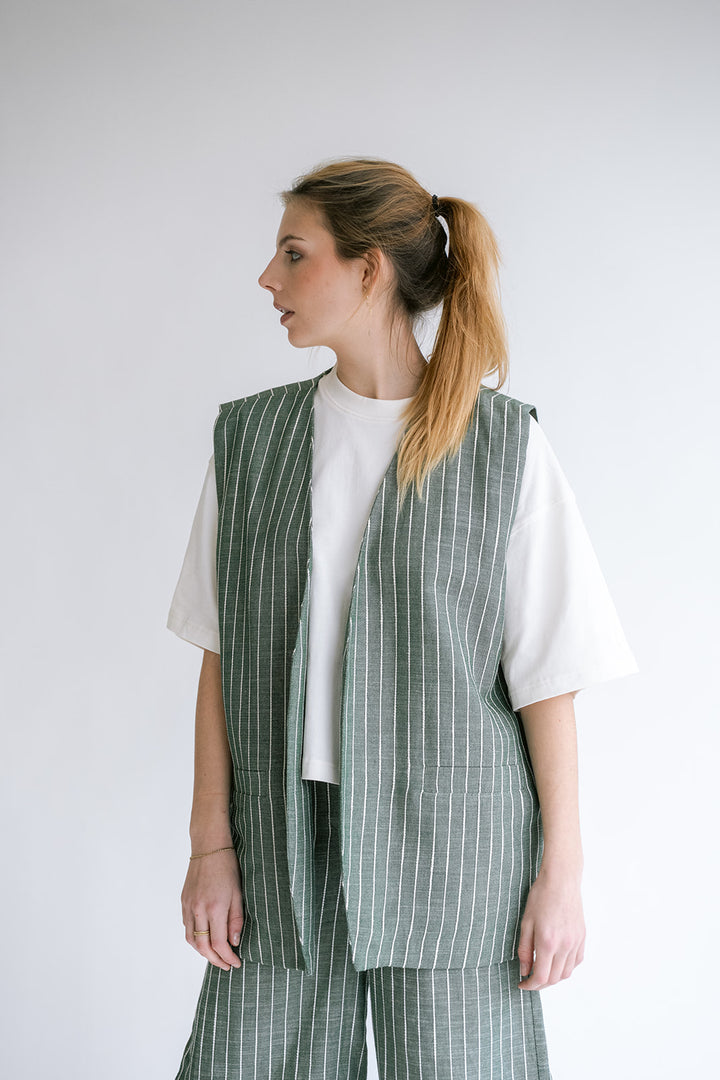 Puck Gilet Verde Stripe