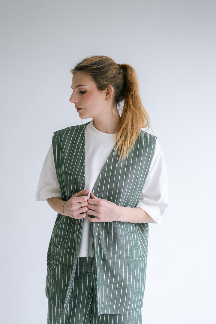 Puck Gilet Verde Stripe