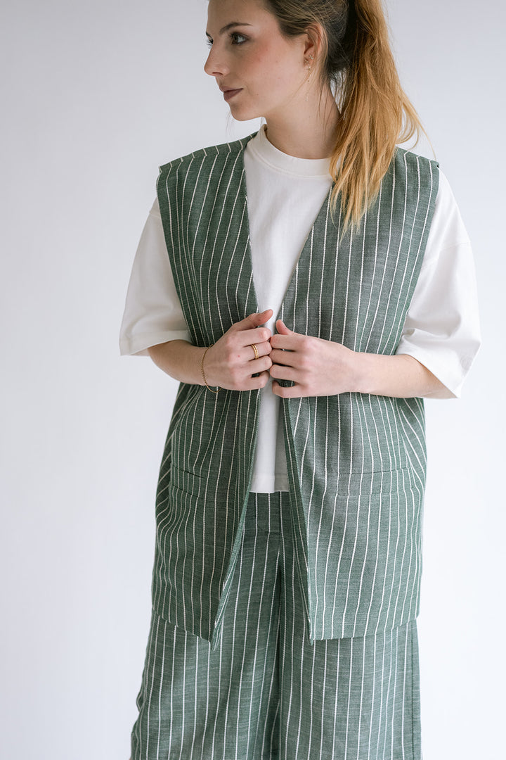 Puck Gilet Verde Stripe