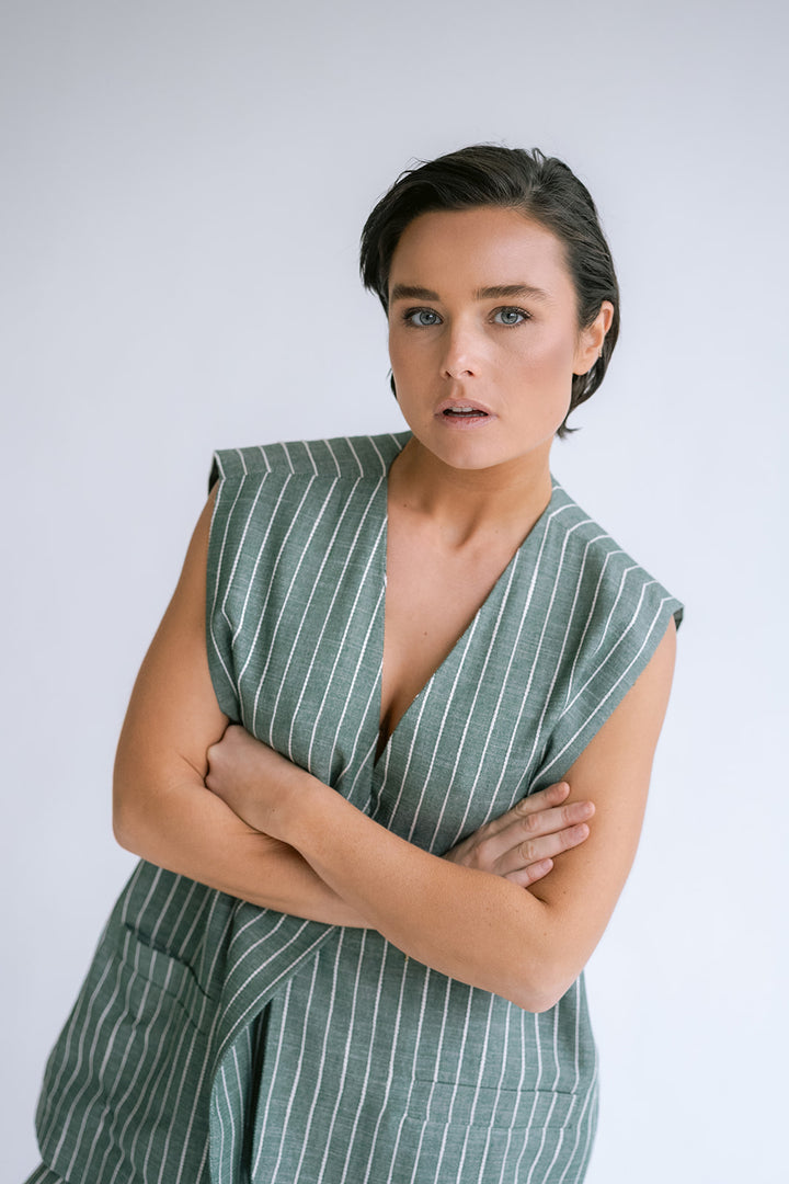Puck Gilet Verde Stripe