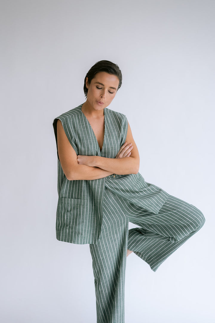 Puck Gilet Verde Stripe