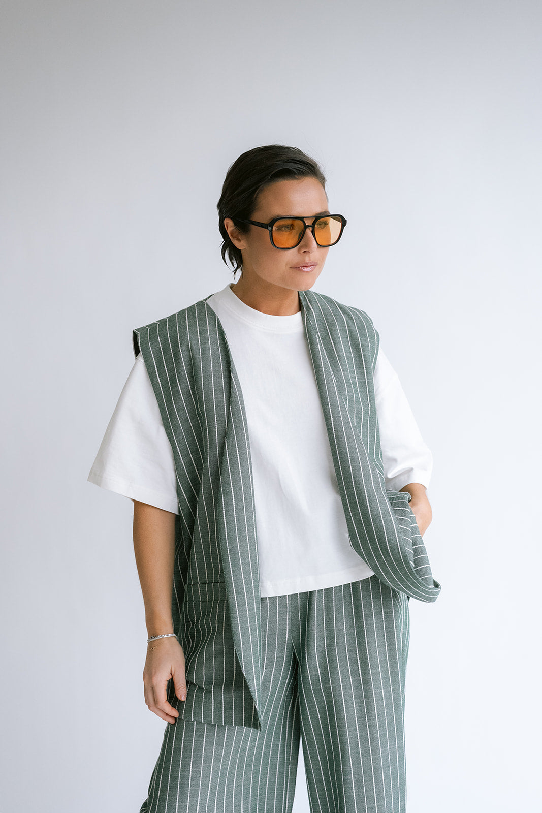 Puck Gilet Verde Stripe