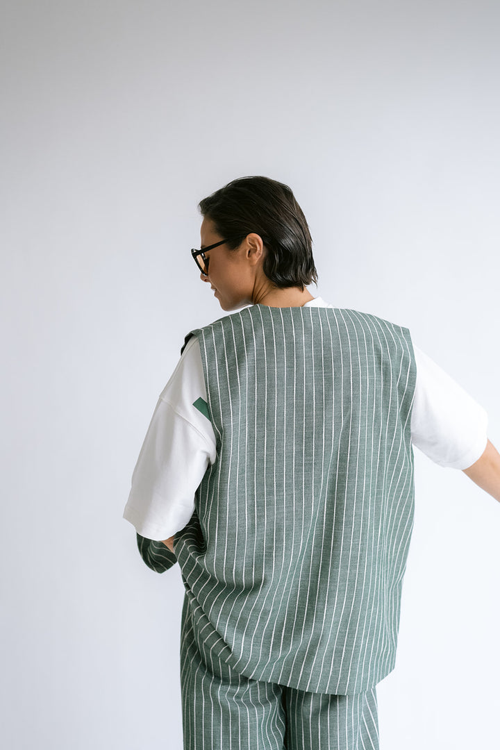 Puck Gilet Verde Stripe