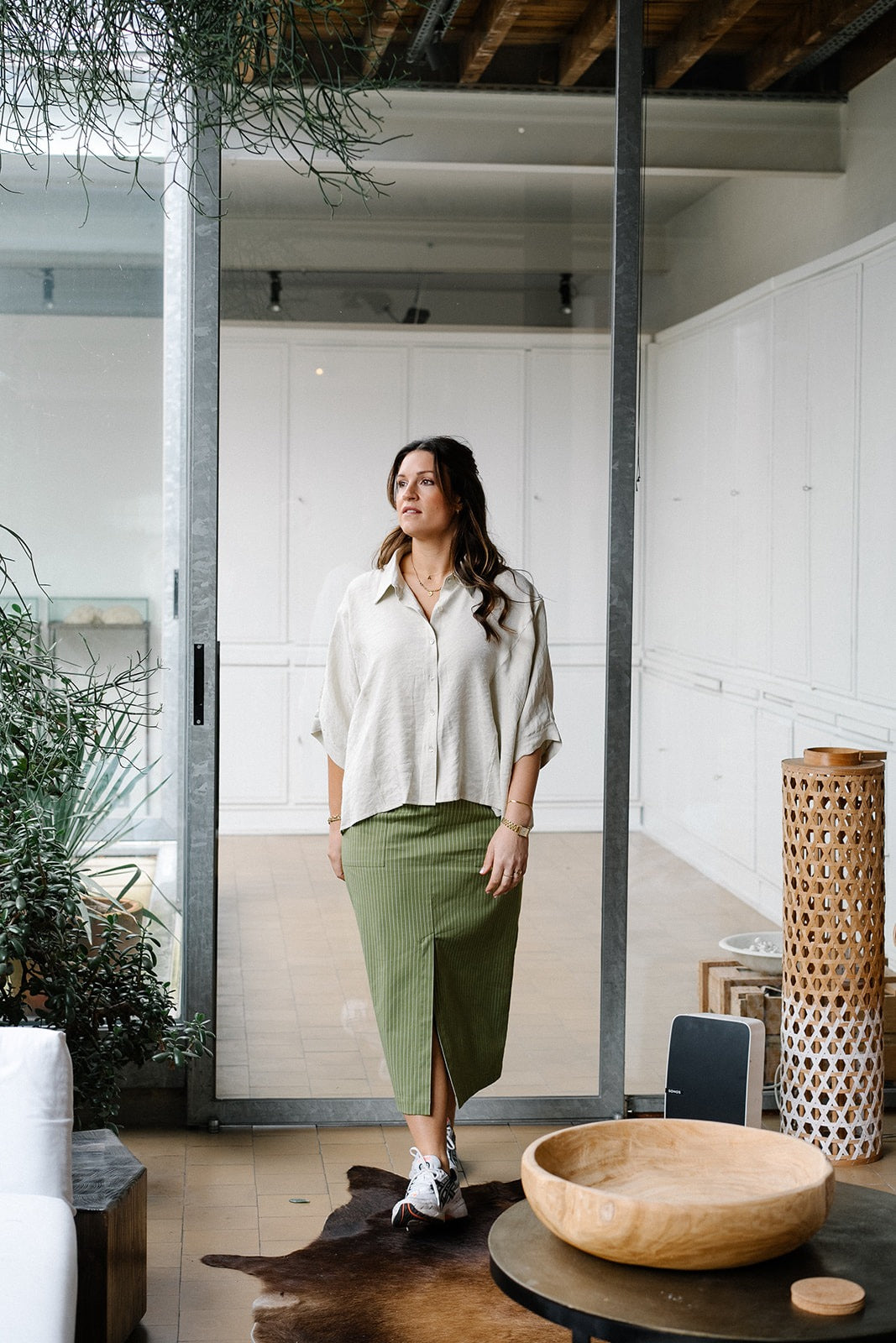 Rosalie Skirt Green Stripe
