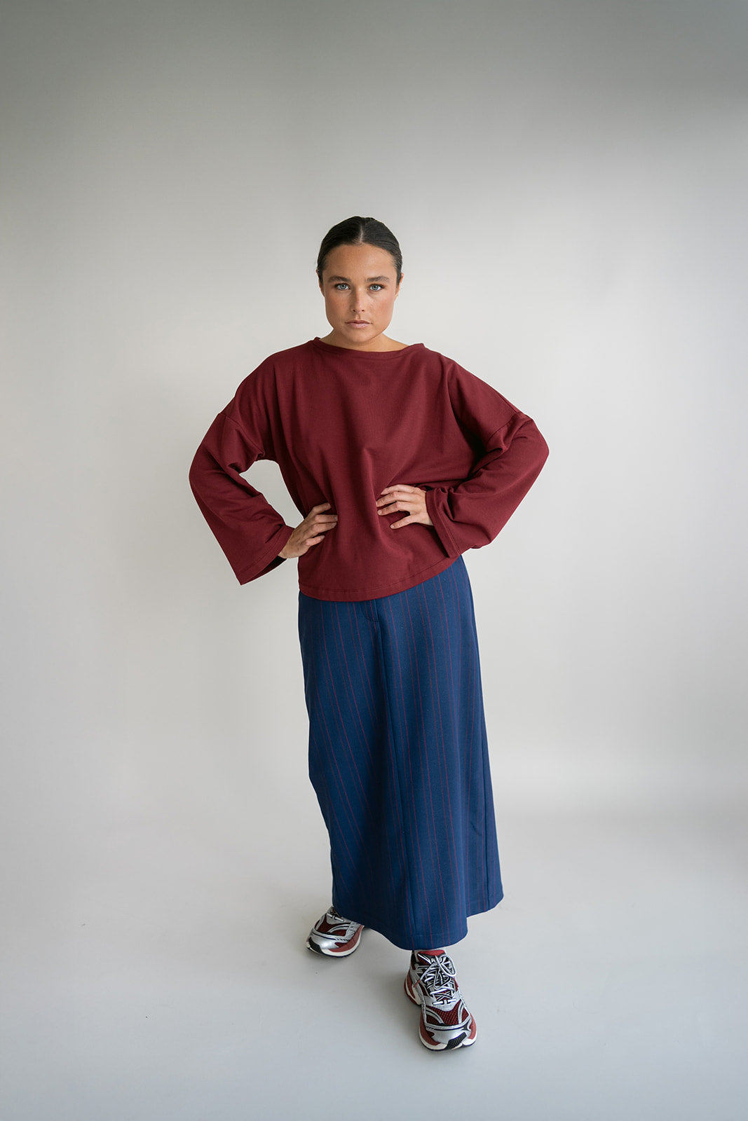 Rose Skirt Red Navy Stripe
