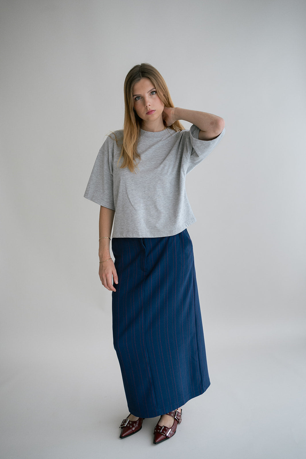 Rose Skirt Red Navy Stripe