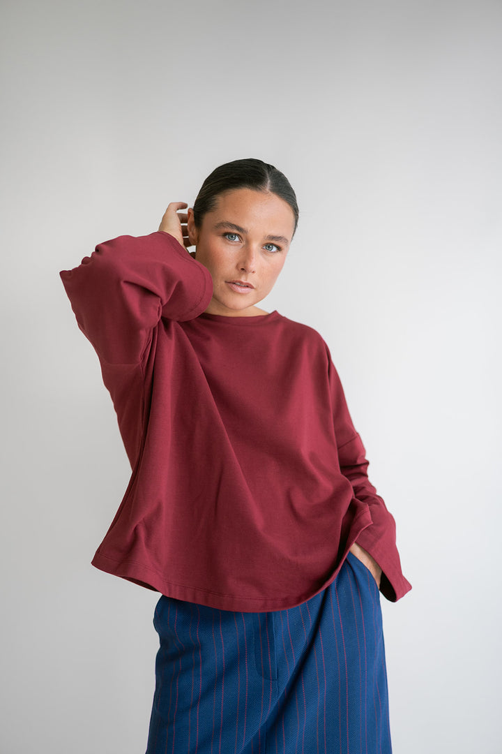 Rose Skirt Red Navy Stripe
